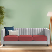 Martine 3 Seater Sofa Set for Living Room (Maroon Grey Fabric) | Premium Fabric Sofa