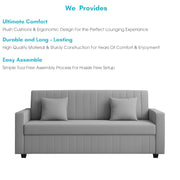 Cameron 3 Seater Sofa Cum Bed for Living Room (Grey Fabric) Premium Fabric Sofa