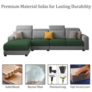 Orion LHS 6 Seater L Shape Sofa Set for Living Room (Green Grey Colour) Premium Fabric Sofa