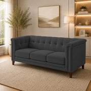 Casaliving Fento 3 Seater Sofa Set for Living Room, 3 Seater (Black) Colour Premium Velvet Fabric Sofa