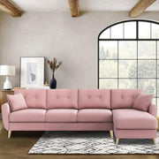 Lizel RHS 6 Seater L Shape Sofa Set for Living Room (Pink Fabric) Premium Velvet Fabric Sofa