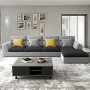 Delton RHS 6 Seater L Shape Sofa Set for Living Room (Black Grey) Premium Fabric