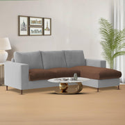 Charmi RHS 4 Seater L Shape Sofa Set for Living Room (Brown Grey Fabric) Premium Fabric Sofa