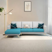 Falco LHS 4 Seater L Shape Sofa Set for Living Room (Turquise Grey Fabric) Premium Fabric Sofa