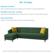 Neyami LHS 6 Seater L Shape Sofa Set for Living Room (Green) Premium Fabric Sofa Set