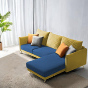 Casaliving Stanly LHS 4 Seater L Shape Sofa Set for Living Room (Blue Fabric) Premium Fabric Sofa