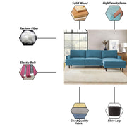 Oudrey 3 Seater Sofa Set with Center Table for Living Room (Turquise Colour) Premium Fabric Sofa