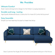 Falco RHS 4 Seater L Shape Sofa Set for Living Room (Blue Fabric) Premium Fabric Sofa