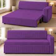 Casaliving Rion 6 Seater L Shape Corner Sofa Cum Bed for Living Room (Black Fabric) Premium Fabric Sofa Cum Bed