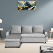 Asper LHS 4 Seater L Shape Sofa Set for Living Room (Grey Fabric) Premium Fabric Sofa