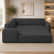 Casaliving Rion 6 Seater L Shape Corner Sofa Cum Bed for Living Room (Black Fabric) Premium Fabric Sofa Cum Bed
