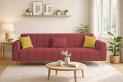 Velour Modern Velvet Sofa, Tufted Design Upholstered 3 Seater Sofa Set for Living Room, (Black Colour) Premium Velvet Fabric Sofa