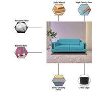 Falconar 3 Seater Sofa Set for Living Room (Turquise Fabric) Premium Fabric Sofa