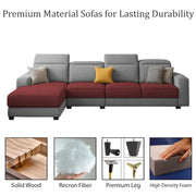 Orion LHS 6 Seater L Shape Sofa Set for Living Room (Maroon Grey Colour) Premium Fabric Sofa