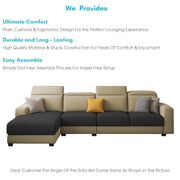 Orion LHS 6 Seater L Shape Sofa Set for Living Room (Cream Black Colour) Premium Fabric Sofa