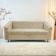 Casaliving Doraldo 3 Seater Sofa Cum Bed for Living Room (Cream Fabric) Premium Fabric Sofa