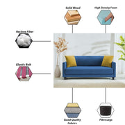 Casaliving Dominic 2 Seater Sofa Set for Living Room (Blue Fabric) Premium Fabric Sofa