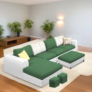 Badger RHS 8 Seater L Shape Sofa Set with Center Table for Living Room (Grey Fabric) Premium Fabric Sofa
