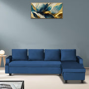 Asper RHS 6 Seater L Shape Sofa Set for Living Room (Blue Fabric) Premium Fabric Sofa