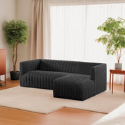 Rowan RHS 4 Seater L Shape Sofa Set for Living Room (Black Fabric) Premium Fabric Sofa