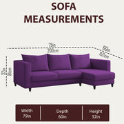 Mikasa 4 Seater RHS L Shape Sofa Set for Living Room (Purple Fabric) Premium Fabric Sofa Set for Living Room