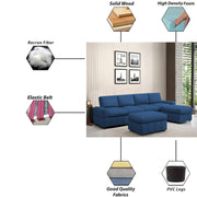 Rone 6 Seater L-Shaped & U-Shaped Sofas Set for Living Room – (Blue Colour Fabric) Premium Comfort Sofa
