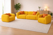 Vesta Modern Velvet Bubble Cloud Sofa, Tufted Design Upholstered 3+1+1 Seater Sofa Set for Living Room, (Black Colour) Premium Velvet Fabric Sofa