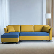 Casaliving Marvin LHS 4 Seater L Shape Sofa Set for Living Room (Black Fabric) Premium Fabric Sofa