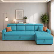 Casaliving Gagnon LHS 4 Seater L Shape Corner Sofa Cum Bed for Living Room with Storage (Black Fabric) Premium Fabric Sofa Cum Bed