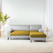 Casaliving Amelia RHS 6 Seater L Shape Sofa Set for Living Room (Black Fabric) Premium Fabric Sofa