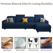 Orion RHS 6 Seater L Shape Sofa Set for Living Room (Blue Colour) Premium Fabric Sofa