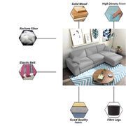 Martin 4 Seater RHS L Shape Sofa Set for Living Room (Grey Colour Fabric)