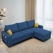 Casaliving Porto RHS 4 Seater L Shape Sofa Set for Living Room (Black Fabric) Premium Velvet Fabric Sofa Set - Black