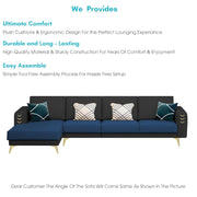 Falco LHS 6 Seater L Shape Sofa Set for Living Room (Blue Black Fabric) Premium Fabric Sofa