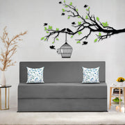 Mapron 1 Seater Sofa Cum Bed with 1 Cushions for Living Room (Black Fabric) Premium Fabric Sofa 2.5x6 Feet
