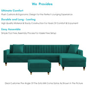 Garcia RHS 8 Seater L Shape Sofa Set with Ottoman & 2 Puffy for Living Room (Dark Grey) Premium Fabric Sofa Set