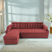 Grance LHS 4 Seater Corner Sofa Cum Bed for Living Room (Black Fabric) Premium Fabric Sofa