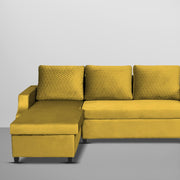 Asper LHS 4 Seater L Shape Sofa Set for Living Room (Yellow Fabric) Premium Fabric Sofa