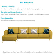 Falco LHS 6 Seater L Shape Sofa Set for Living Room (Yellow Fabric) Premium Fabric Sofa