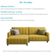 Netlie 4 Seater LHS L Shape Sofa Set for Living Room (Yellow Fabric) Premium Fabric Sofa Set for Living Room