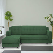 Fracher LHS 4 Seater L Shape Sofa Set for Living Room (Green Fabric) Premium Fabric Sofa