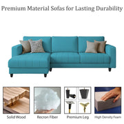 Oslo 4 Seater LHS L Shape Sofa Set for Living Room (Turquise Fabric) Premium Fabric Sofa Set for Living Room