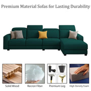 Orion RHS 6 Seater L Shape Sofa Set for Living Room (Pine Colour) Premium Fabric Sofa