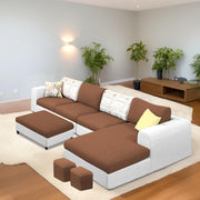 Badger RHS 8 Seater L Shape Sofa Set with Center Table for Living Room (Grey Fabric) Premium Fabric Sofa