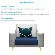 Casaliving Falco 1 Seater Sofa Set for Living Room (Blue Grey Fabric) Premium Fabric Sofa