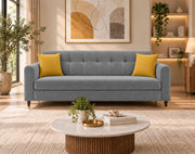 Casaliving Exora Modern Velvet Fabric Upholstered 3 Seater Sofa Set for Living Room, Premium Velvet Fabric Sofa (Black Colour)
