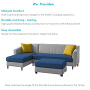 Neyami LHS 4 Seater with Ottoman L Shape Sofa Set for Living Room (Blue Grey) Premium Fabric Sofa Set