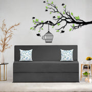 Mapron 1 Seater Sofa Cum Bed with 1 Cushions for Living Room (Black Fabric) Premium Fabric Sofa 2.5x6 Feet