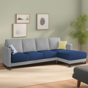 Swaloni RHS 6 Seater L Shape Sofa Set for Living Room (Blue Grey) Premium Fabric Sofa