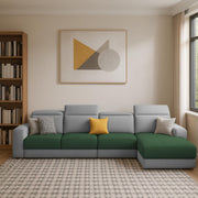 Orion RHS 6 Seater L Shape Sofa Set for Living Room (Green Grey Colour) Premium Fabric Sofa